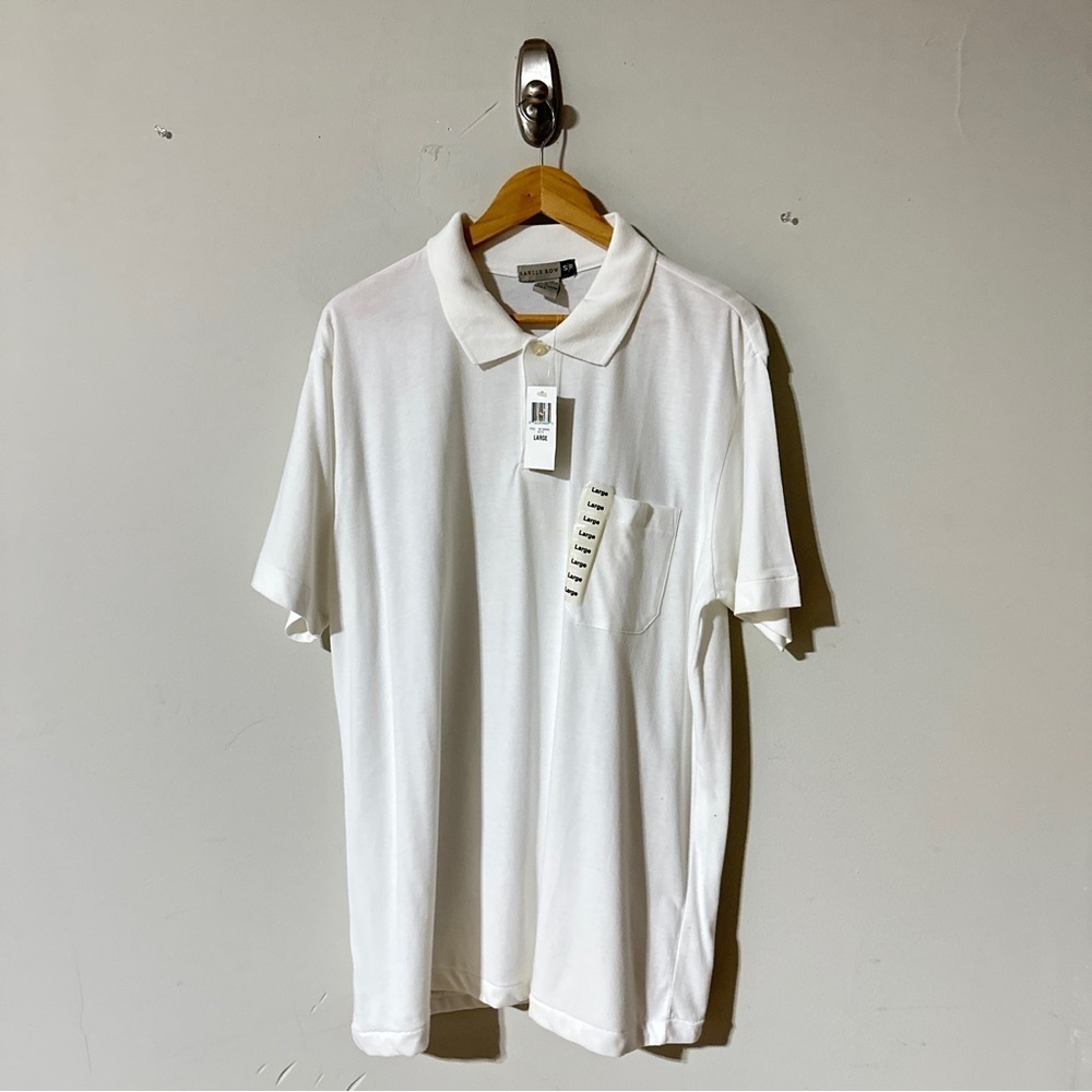 NWT SAVILE ROW Size Large Mens Golf Short Sleeve Solid Color White Polo Shirt